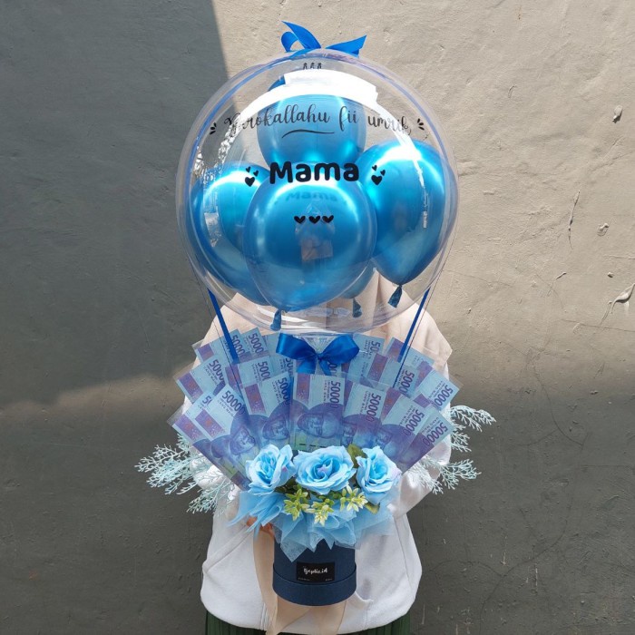 BUKET BOUQUET BALON UANG (DEKOR) UANG ISI SENDIRI DI RUMAH