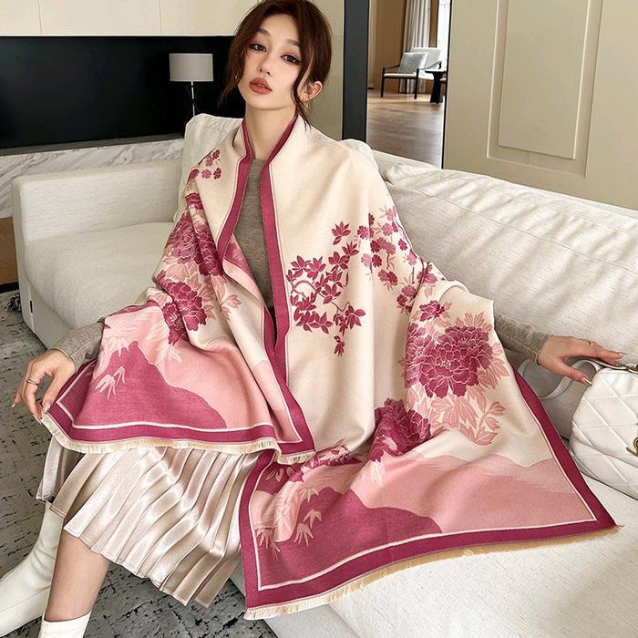 Ready Syal Cashmere 2 Sisi Premium Quality Mountain High Grade Pashmina Fleece Mikasa Selendang -