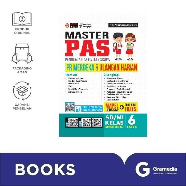 

terbaru !!! gramedia buku sd/mi kls.6 fase c master pas : kur.merdeka ready