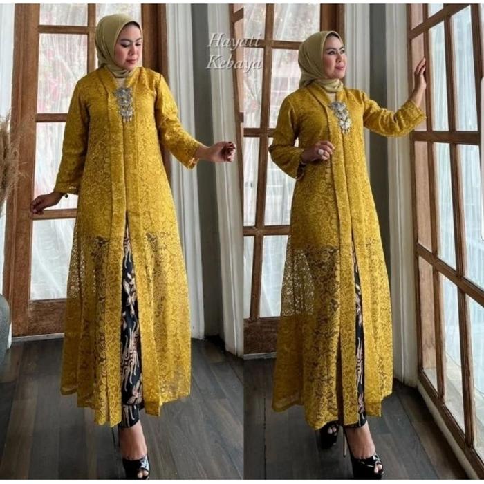 Ready Atasan Tunik Floy Brokat Hayati Modern//Kebaya Hayati Modern//Baju Kebaya Panjang Kondangan