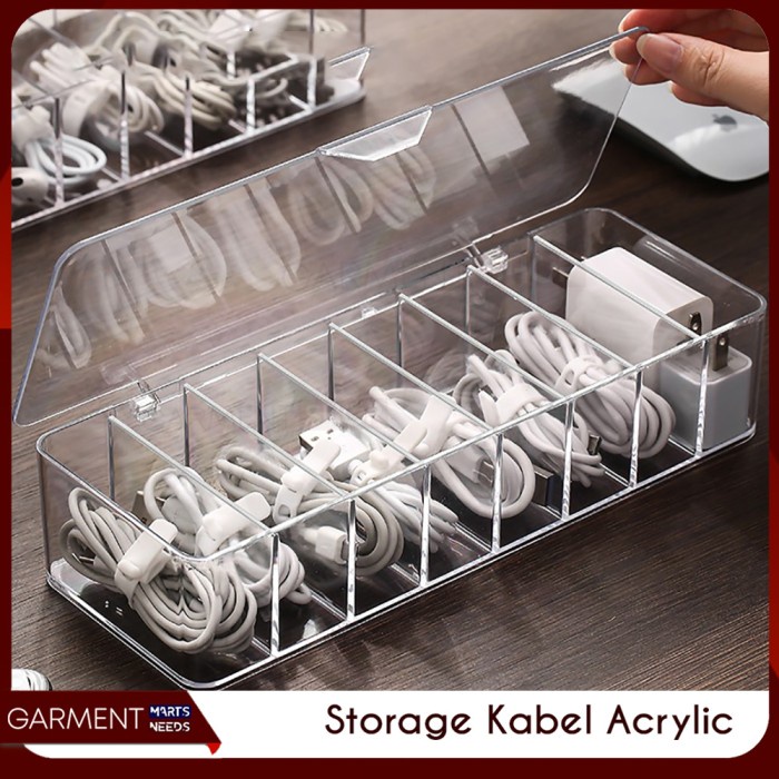 JTTOP" KOTAK PENYIMPANAN KABEL CHARGER DATA USB AKRILIK STORAGE BOX