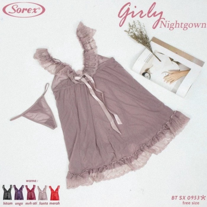 Sorex Lingerie Girly Night Gown Bt Sx 0953 - Baju Tidur Wanita High Quality