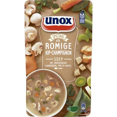 

Unox Romige Kip Champignon Soep / Creamy Chicken Mushroom Soup 570 Ml