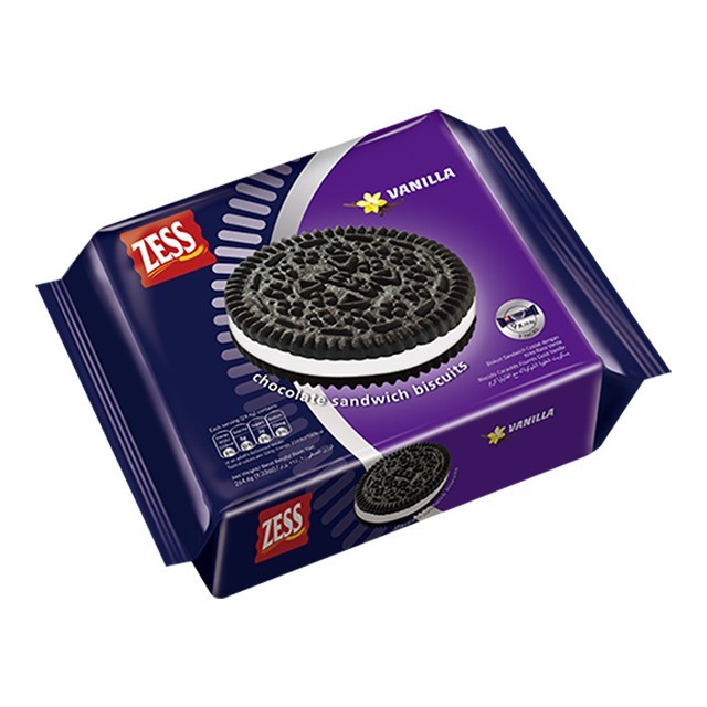 

Biskuit Zess Chocolate Sandwich Biscuits Vanila 9 X 29.4 Gram