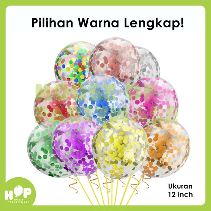 (Best) Balon Latex Confetti Transparan / Bening 12 inch