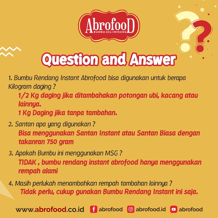 

BUMBU RENDANG INSTANT ABROFOOD 250 GR (PCS)