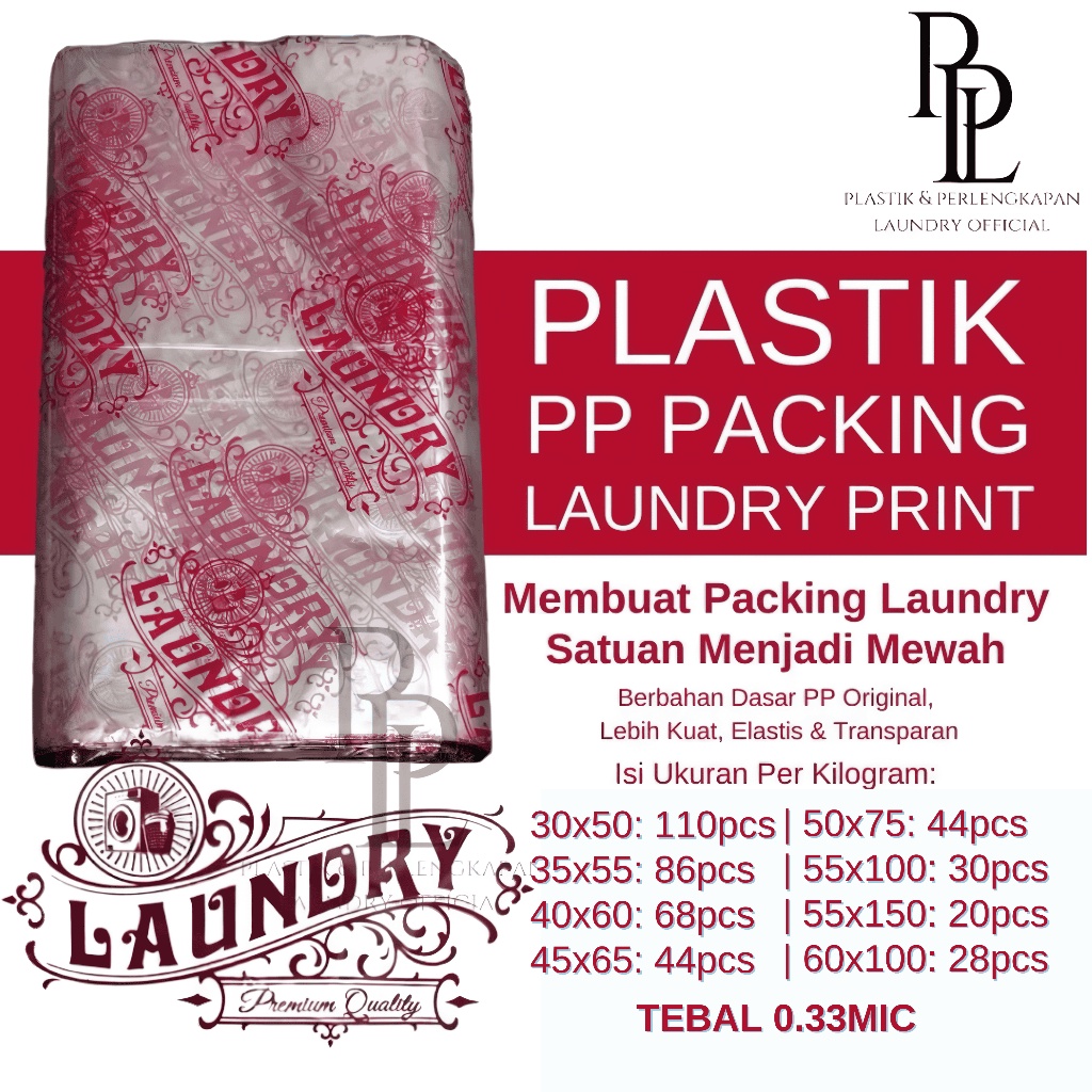 [ 1 Kg ] Plastik Packing Laundry Sablon Premium / Plastik Laundry Kiloan / Plastik PP Print/Sablon