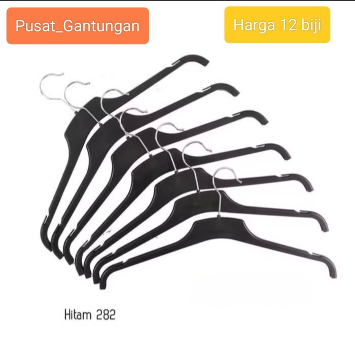 Belilah Hanger Baju Distro 282 Black (12Pcs) Akl1