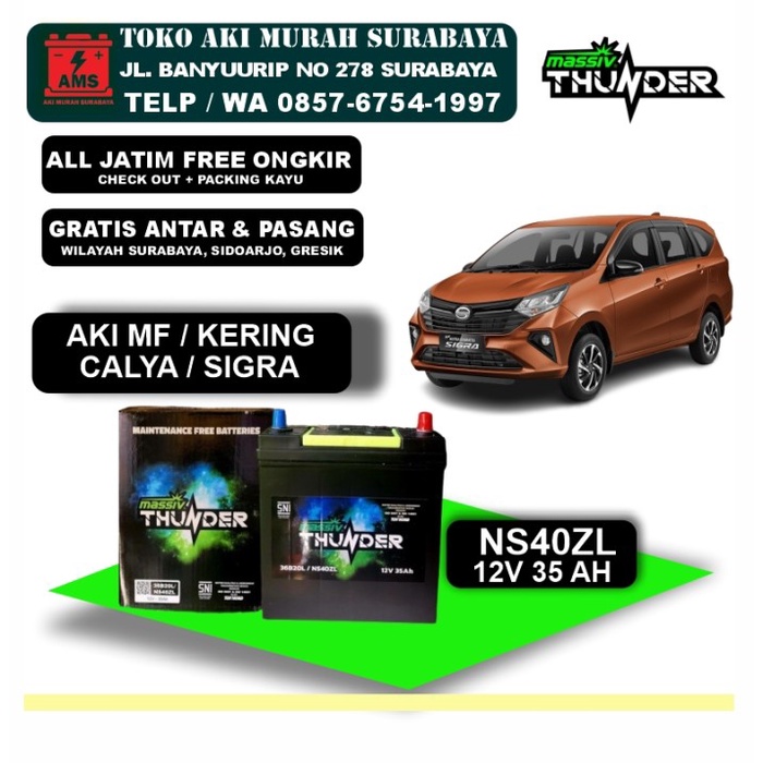 Aki Kering Calya Massiv Thunder Ns40Zl 35 Ah Surabaya