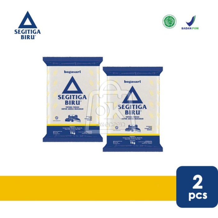 

(BestSeller) Tepung Segitiga Biru Kemasan Bogasari 2pcs x 1kg