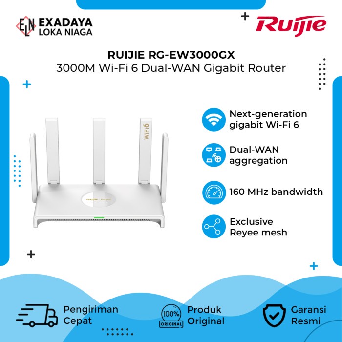 Ruijie Rg-Ew3000Gx , 3000M Wi-Fi 6 Dual-Wan Gigabit Router / Pengganti Rg-Ew1800Gx Pro