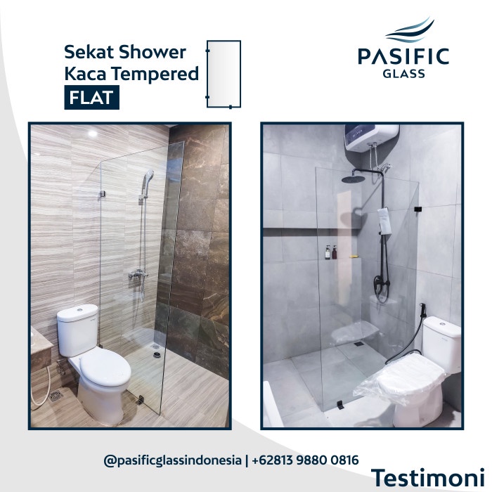SEKAT KAMAR MANDI PARTISI KACA TEMPERED 10MM
