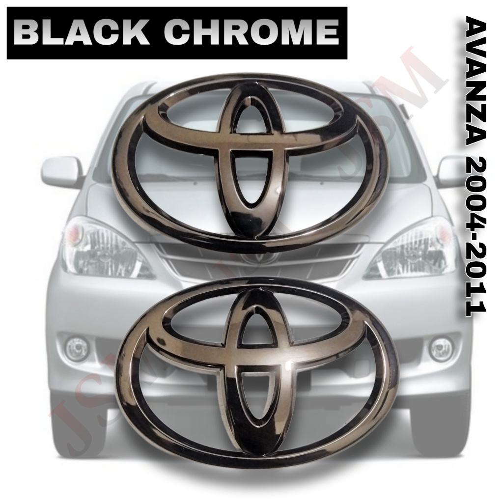 Logo Emblem AVANZA VVTI Black Chrome/ TOYOTA AVANZA VVTI 2004-2010/ Logo Avanza Depan + Belakang