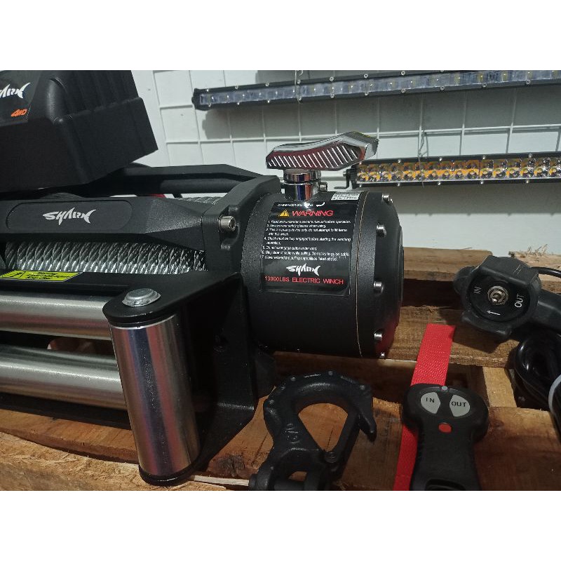 WINCH SHRAK 13000LBS 6TON 12V TALI SLING BAJA 30MTER 10MM TALI DEREK MOBIL OFFROAD HARGA BARANG