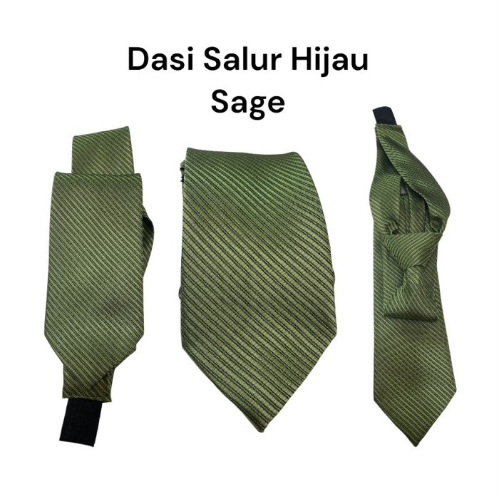 Dasi Salur Hijau Sage
