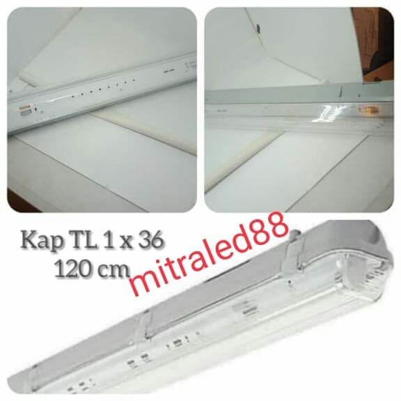 kap housing lampu watterproof 1x16w/16watt 1set lampu TL philips 16wat