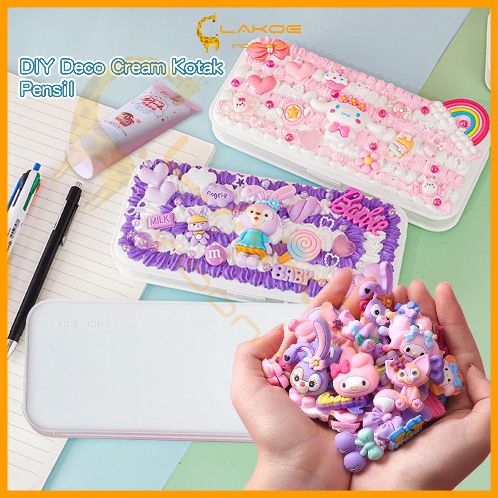 

LAKOE DIY Tempat Pensil Lucu Deco Cream Clay Kotak Pensil Anak Mendekor Pencilcase Kotak Alat Tulis