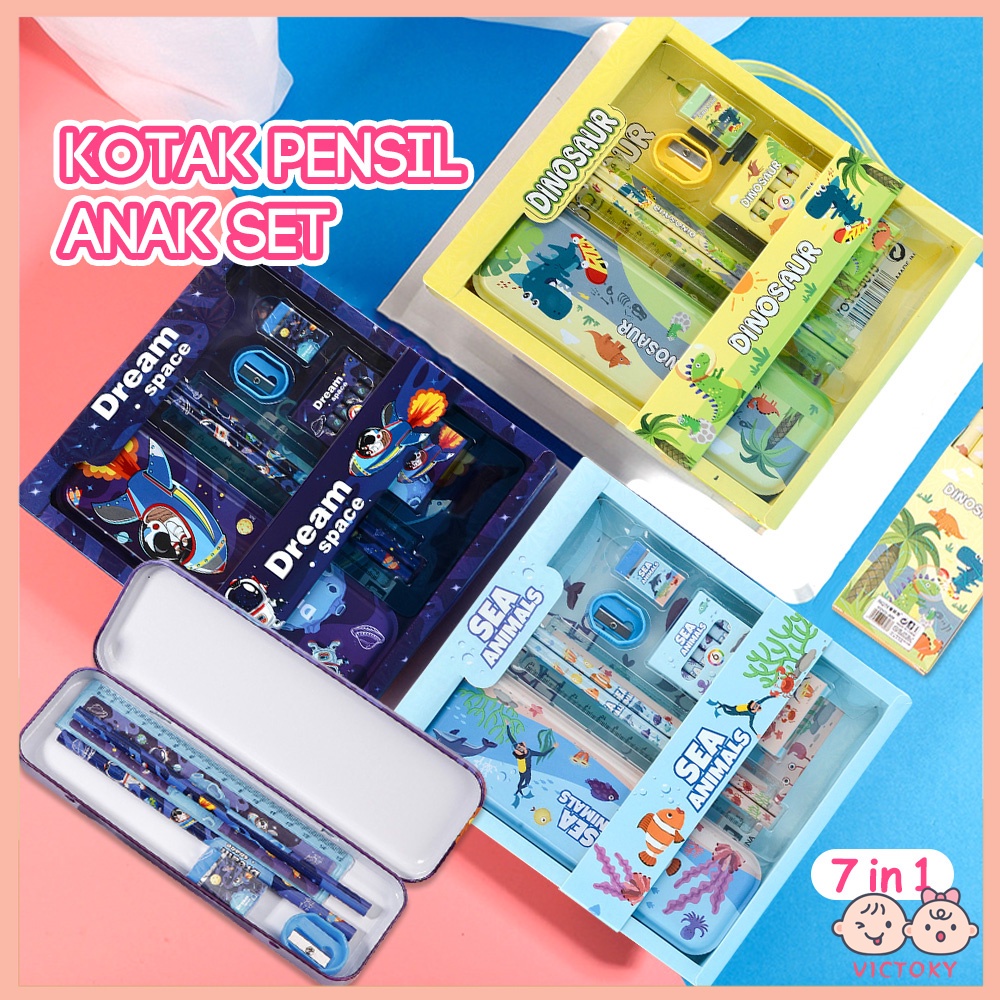 

Victoky Alat Tulis Kotak Pensil Anak Kartun Stationery Set Lengkap