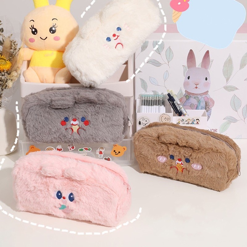 

Tas pena bulu lembut lucu/alat tulis anak perempuan/tas kosmetik kecil/tas pensil bordir kartun