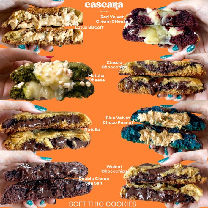 

terbaru !!! cascara cookies - soft baked thick cookies paket bundling isi 8 premium ready