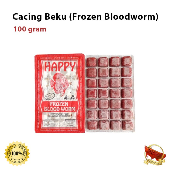 JTTOP" CACING BEKU MEREK HAPPY MAKANAN IKAN BEKU (KHUSUS PENGIRIMAN INSTAN)