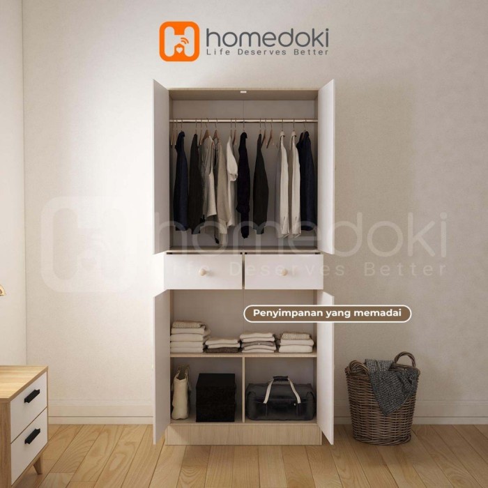 Lemari Pakaian Kayu 2 Pintu/ Wardrobe Minimalis/ Wardrobe Baju 2 Pintu/ Lemari Pakaian Minimalis