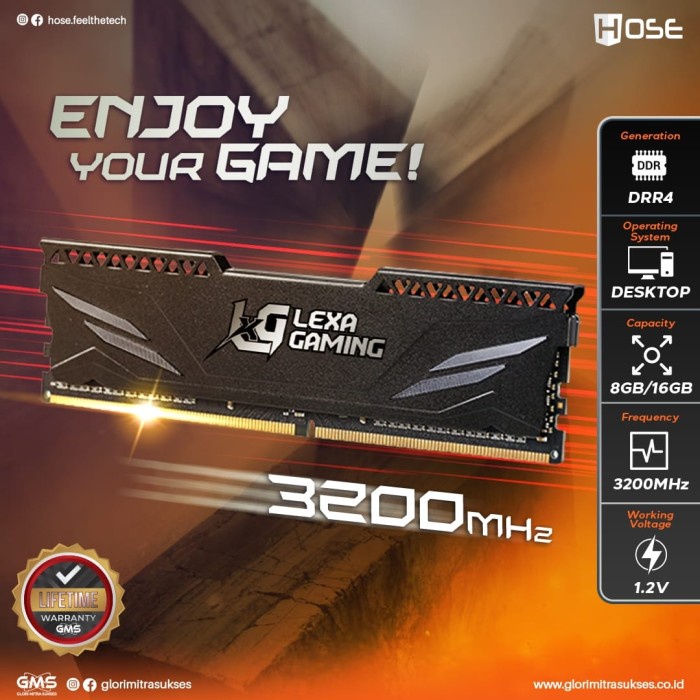 BISA GOSEND RAM HOSE LEXA GAMING 16GB / 8GB - LONGDIMM DDR4 PC4-25600 3200MHZ
