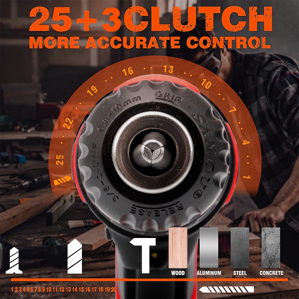 Promo Jld 36Vf Mesin Bor Cas 2Baterai-35Nm Mesin Bor Baterai Cordless -Bor Impact Bater Original