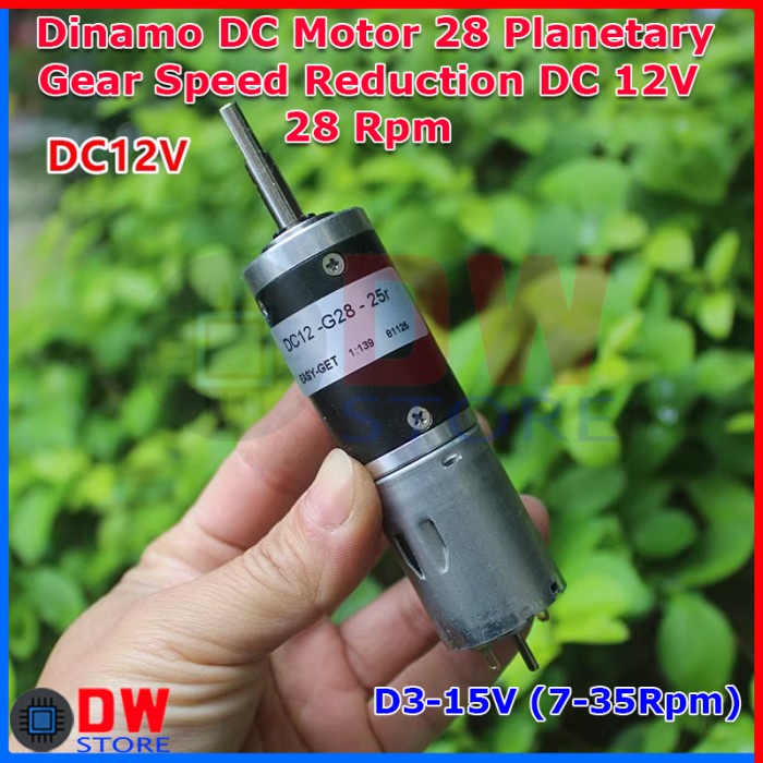 Dinamo DC Motor 28 Speed Reduction Gearbox Gear Box Planetary Dual Shaft