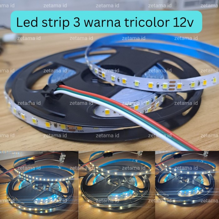 Led Strip Dimmable 3 Warna Tricolor 12v 5m 3000k 4000k 6000k