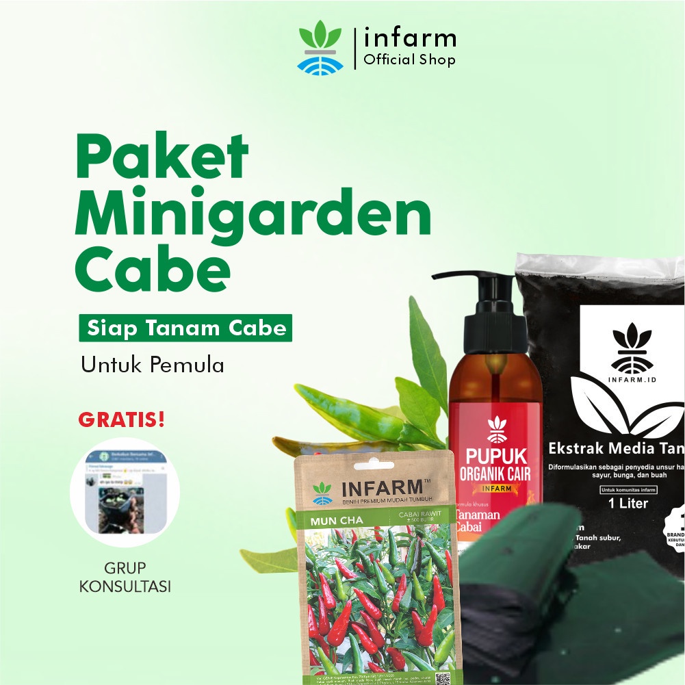 INFARM - Paket Minigarden Cabai Berkebun Siap Tanam POC Cabai Media Tanam Polybag dan Benih {{ Ready