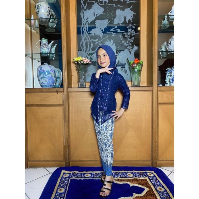 Kebaya kutu baru Payet anak kebaya anak perempuan lengan panjang kebaya kutubaru anak setelan baju
