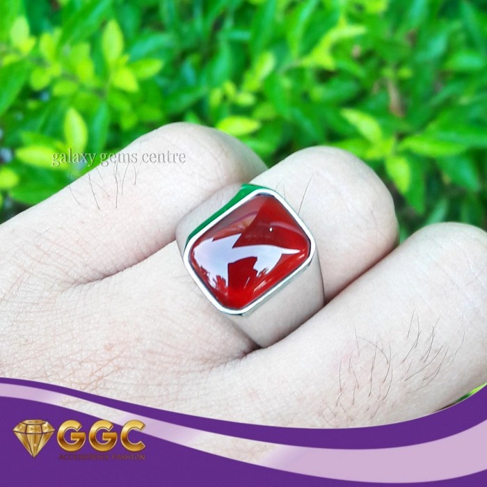 JelitaFash- Cincin Pria Batu Akik Merah Darah Original