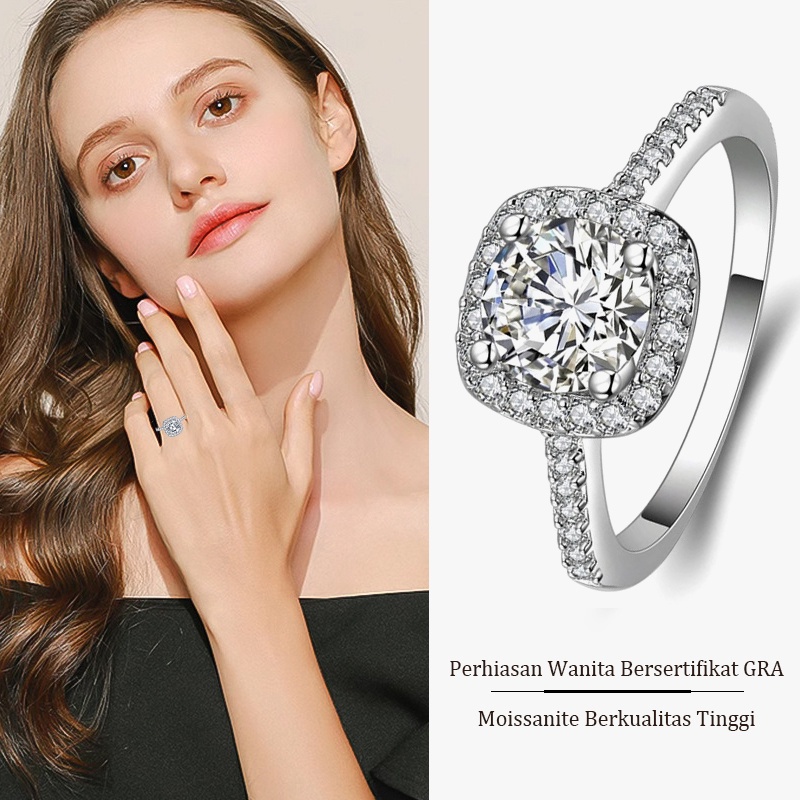 JelitaFash- Cincin Berlian 1 Karat Wanita,Cincin Moissanite,cincin Moissanite Asli Cincin Moissanite