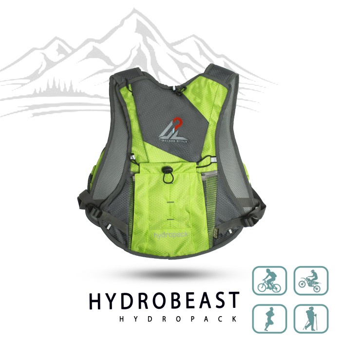 Tas Ransel Sepeda Motor trail Outdoor Hydropack Hydrobeast Hijau stabilo kapasitas 5 liter murah