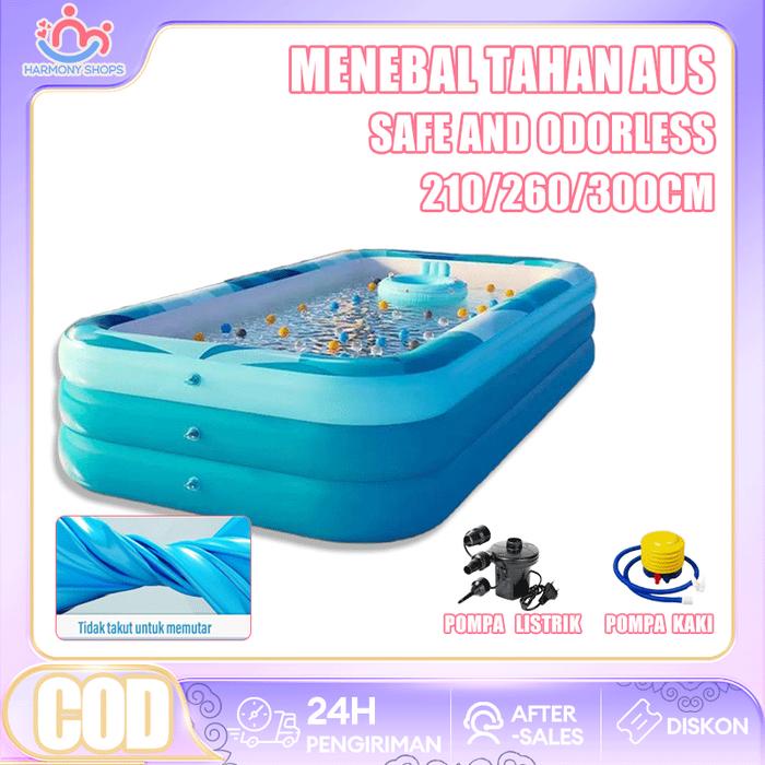 Free GiftKolam Renang Anak 3 Layer Swimming Pool Luar Ruangan 210/260/300CM kolam renang anak Kolam