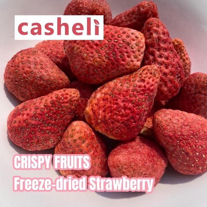 

casheli Crispy Freeze-dried Strawberry GradeA Camilan Snack Food Cemilan Stroberi Makanan Chips