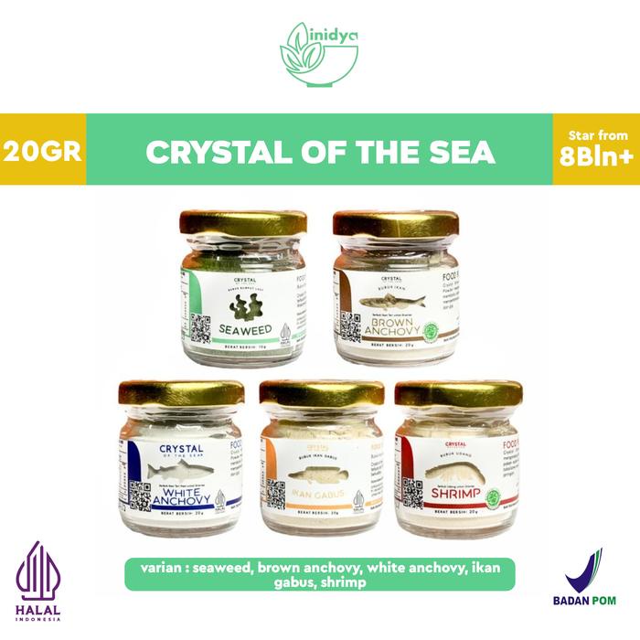 

Crystal of the Sea White Anchovy Powder Kaldu Mpasi Bayi / Shrimp / Seaweed / Gabus CRYSTAL WHITE