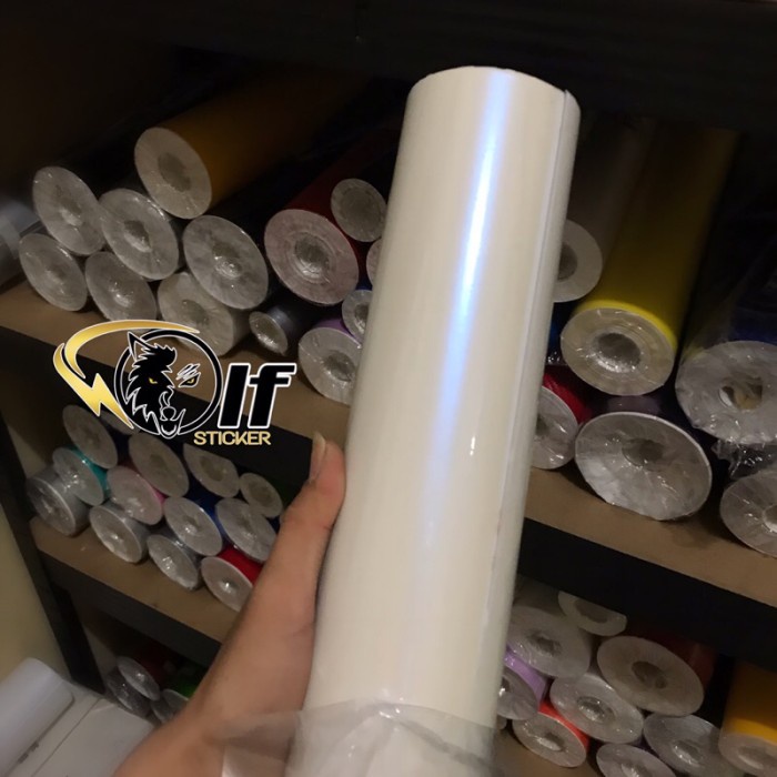 

[Good] Sticker skotlet putih lembayung biru putih mutiara glossy lebar 50cm