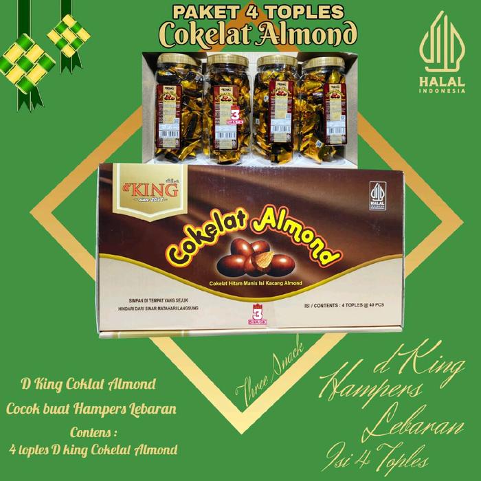 

terbaru !!! paket hemat dking coklat almond 1 dus isi 4 toples ready