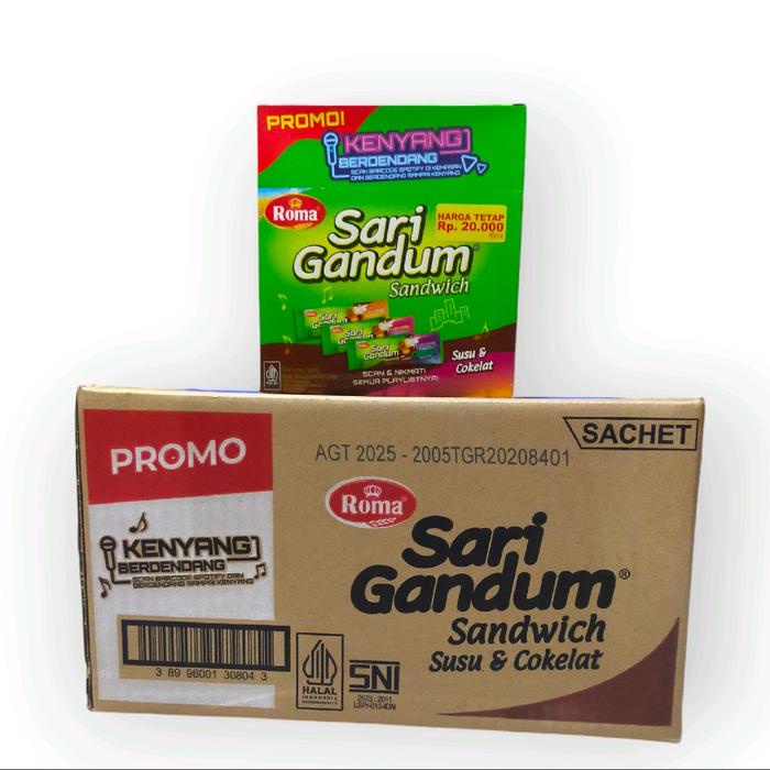 

terbaru !!! biskuit roma sari gandum coklat box - dus isi 10 boks x 12 sachet x 27 gram - cokelat