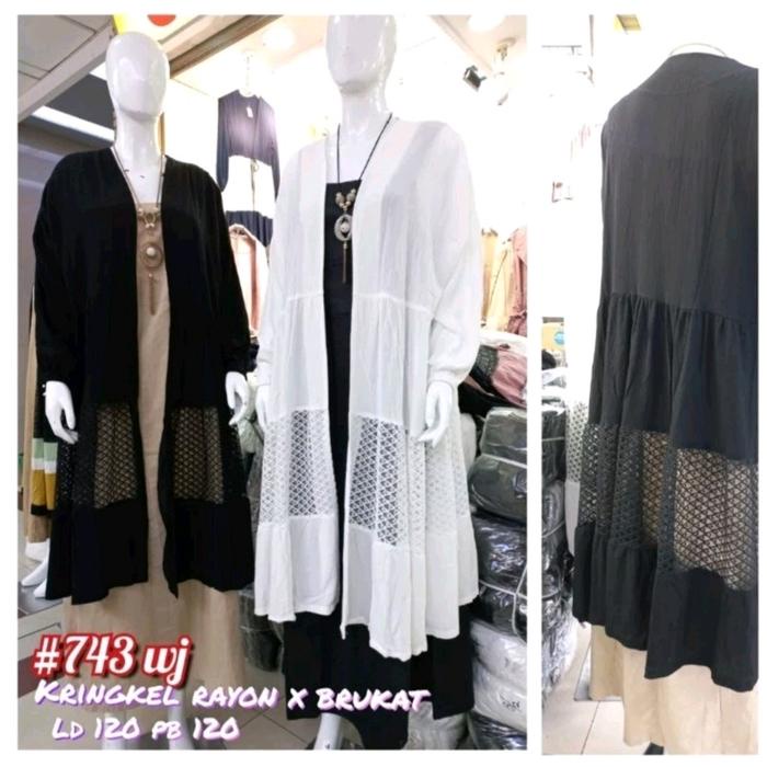Terbaru Kardigan Outer Crinkle Mix Brokat Premium 743 Rayon Cardigan Belang Cardi Pink