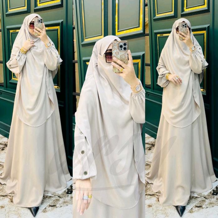 Hafsha Syari Umroh Anti Uv Set Cadar French Khimar Gamis Pengajian Seragam Dress Umroh Arsy Hijab