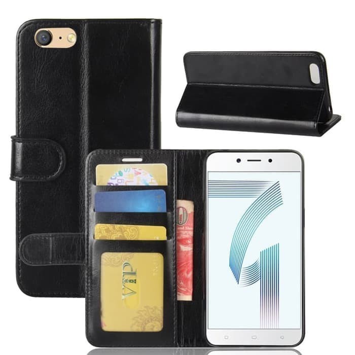Casing OPPO A71 Leather Wallet Flip Cover Case Dompet Kulit Oppo A71