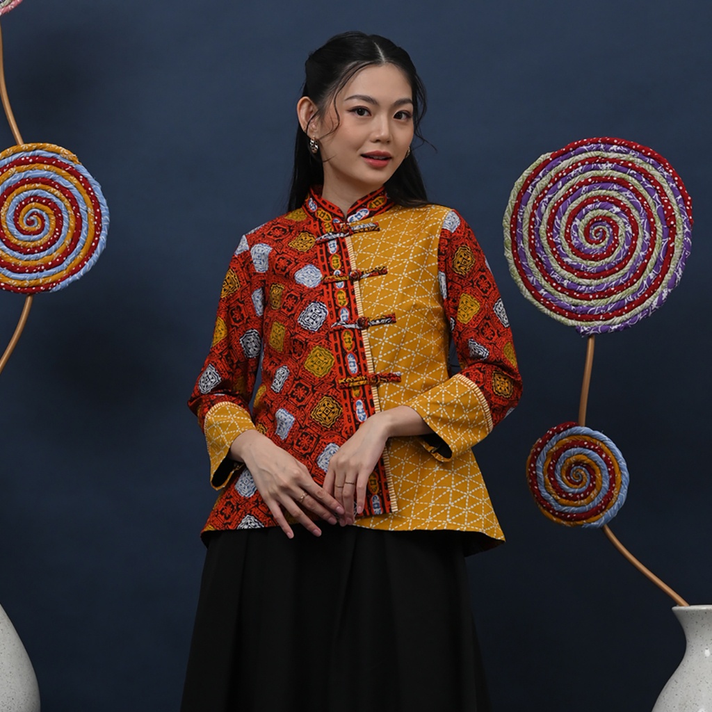 {{ Nona Rara - Vivi Permen T3231, Baju Kerja Blouse Batik Wanita Modern Ready }}