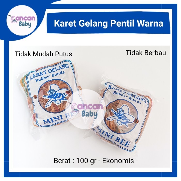 (BestSeller) Karet Gelang Pentil Warna Mini Bee 100g Ikat Rambut Pengikat Bungkusan