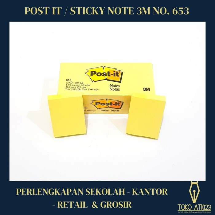 

(BestSeller) Post It / Sticky Note Merk 3M No. 653 Warna Kuning