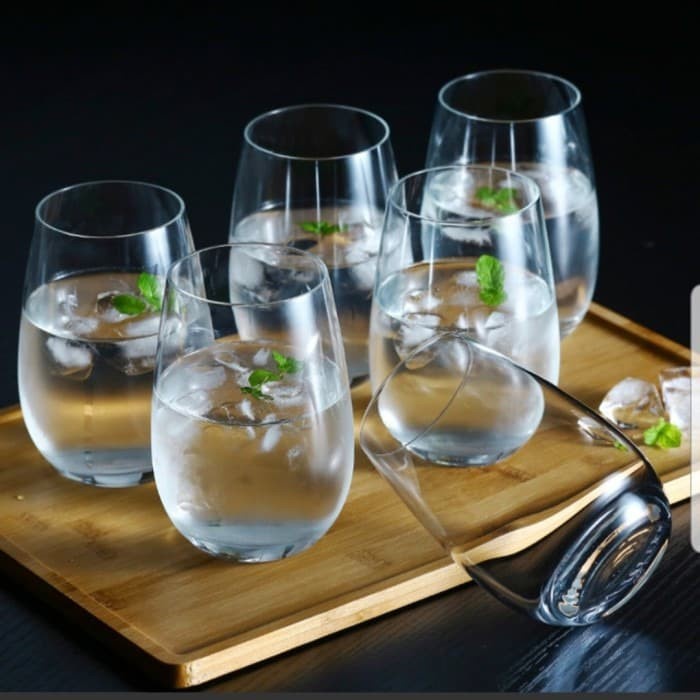 Unik 1 Set Isi 6 Pcs Stemless Glass/Gelas Wine/Gelas Kaca/Gelas Minum