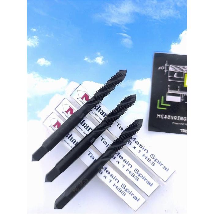 JTTOP" TAP MESIN SPIRAL M6 HSS SPIRAL TAP MACHINE M6X1 X P1