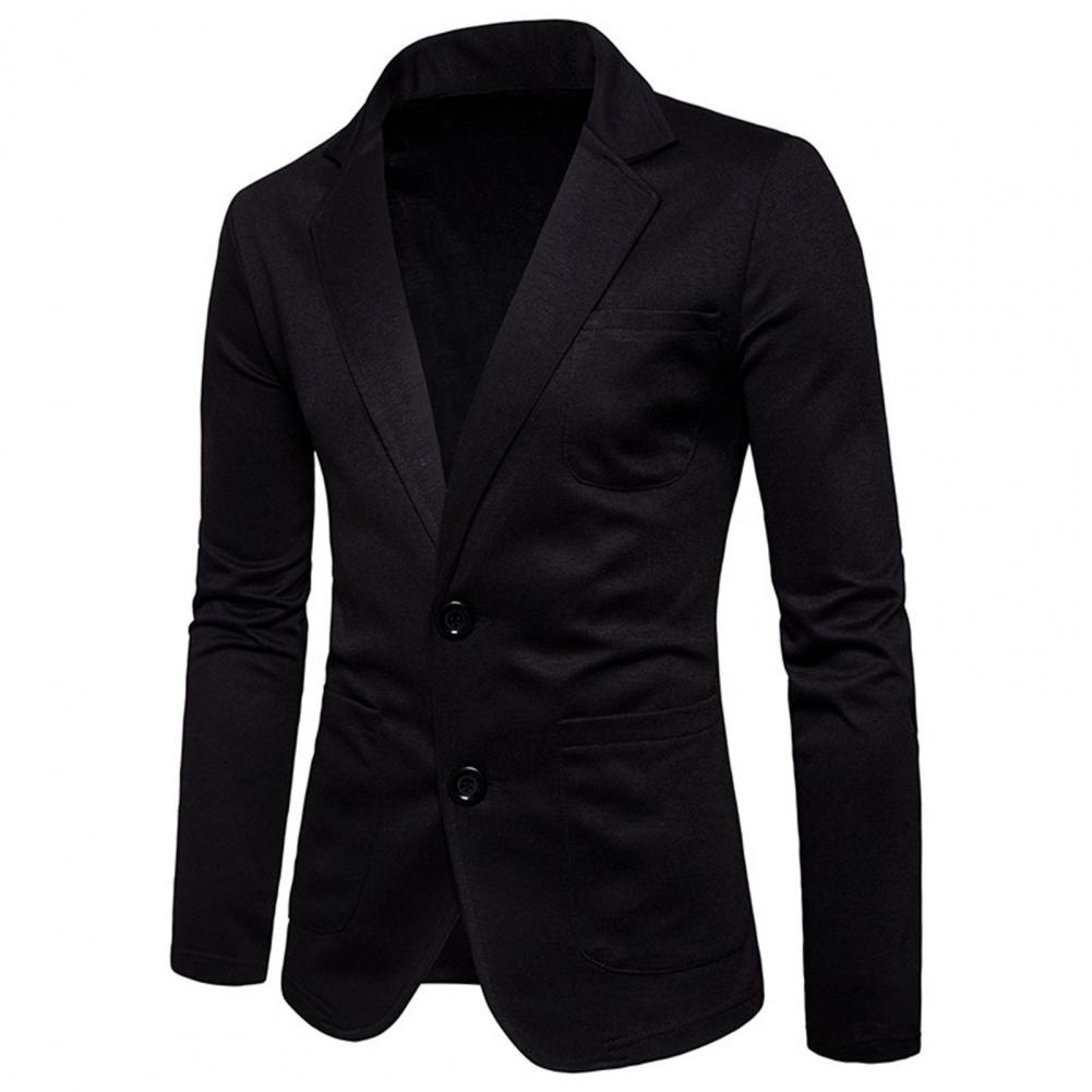 Business Blazer Cozy Men Blazer Formal Korean Style Two Buttons Suit Jacket Turndown Collar Single